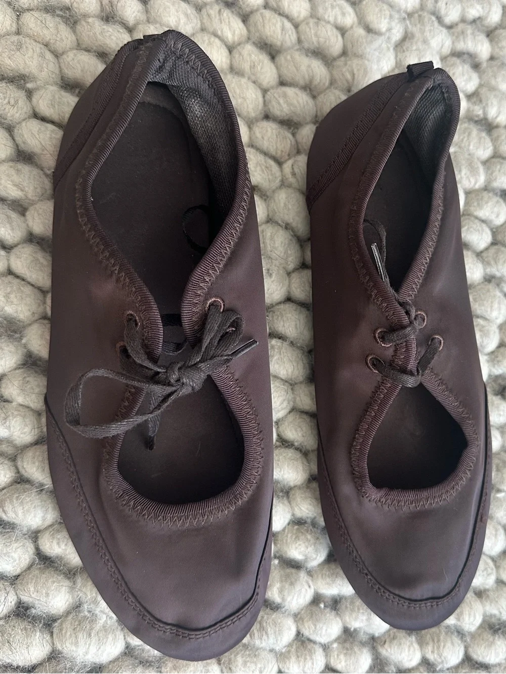 Zara Dark Brown Women’s Lace-Up Ballet Flats size 7.5/38